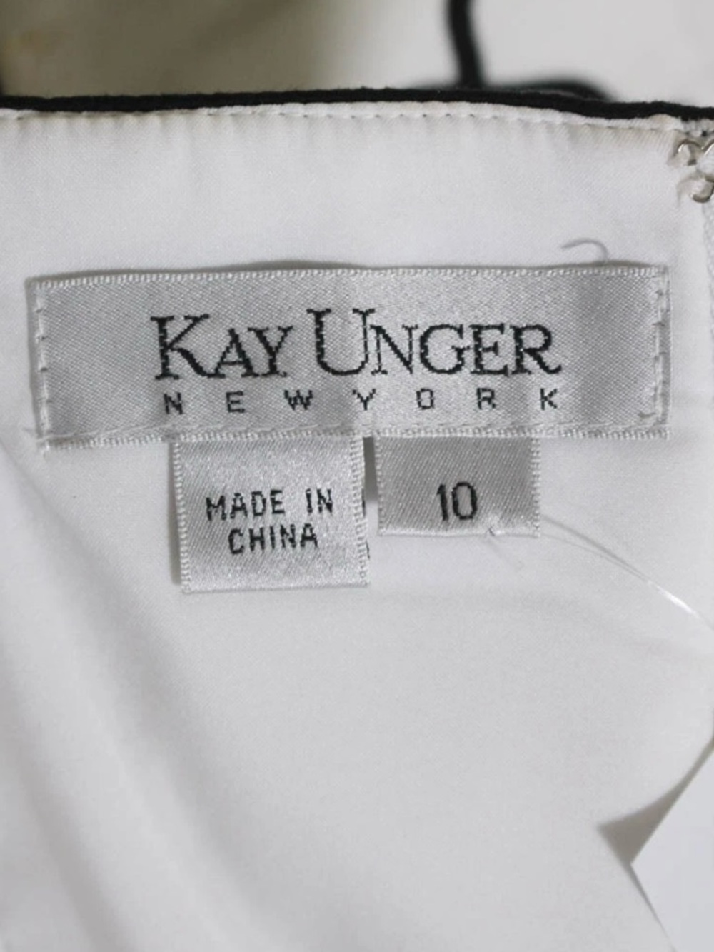 Kay Unger Black & White Strapless Dress with Abstract Appliqué Design Size 10 - Picture 5 of 5